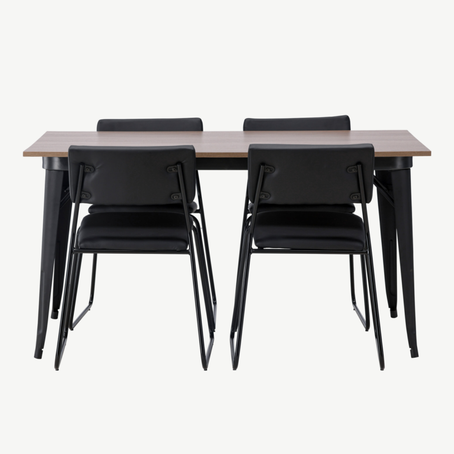 Pähklitooni MDF söögilaud Tempe ja mustad Kenth toolid (6-osaline komplekt), GR22926 – 5