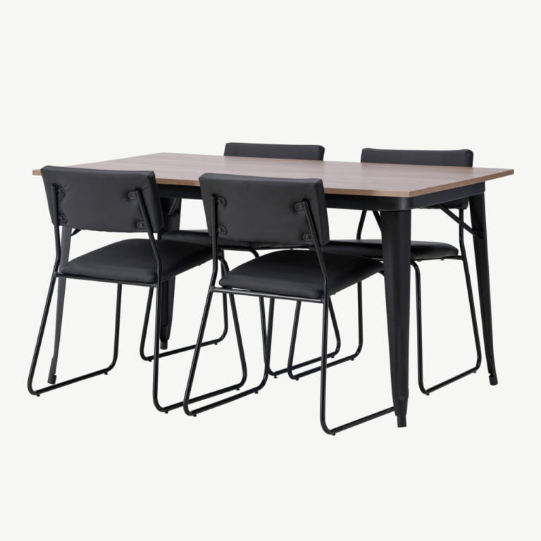Pähklitooni MDF söögilaud Tempe ja mustad Kenth toolid (6-osaline komplekt) - GR22926