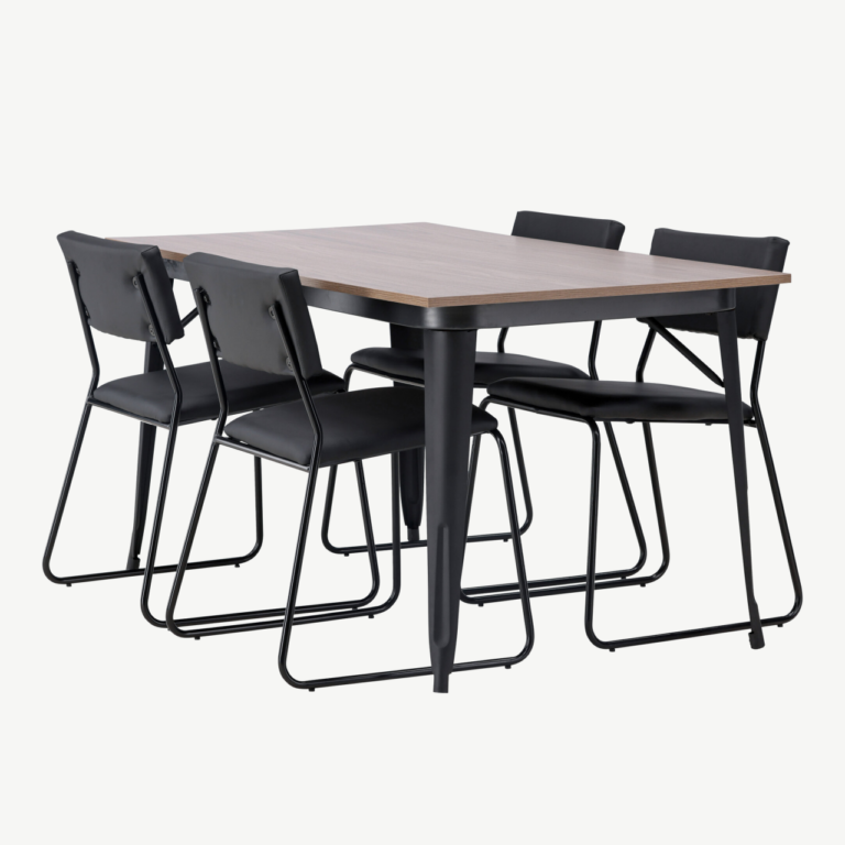 Pähklitooni MDF söögilaud Tempe ja mustad Kenth toolid (6-osaline komplekt) - GR22926