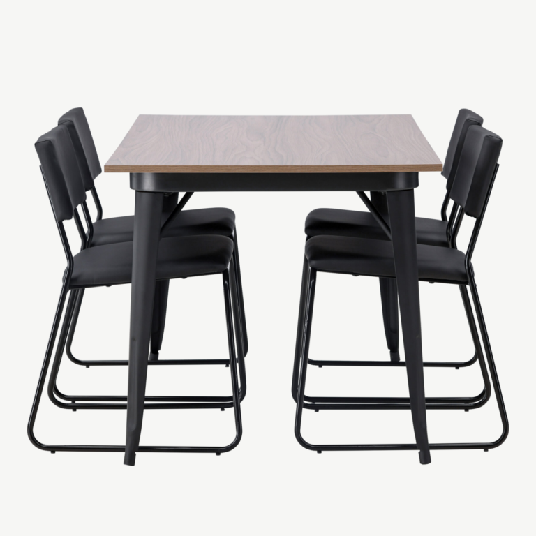 Pähklitooni MDF söögilaud Tempe ja mustad Kenth toolid (6-osaline komplekt) - GR22926