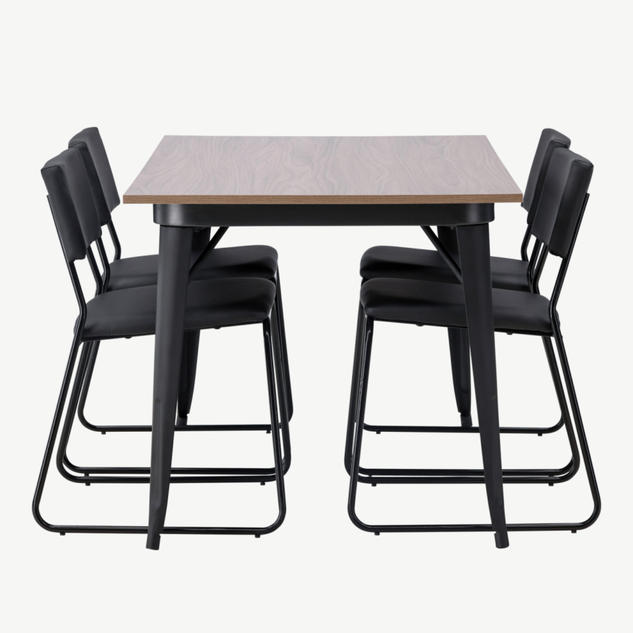 Pähklitooni MDF söögilaud Tempe ja mustad Kenth toolid (6-osaline komplekt), GR22926 – 7