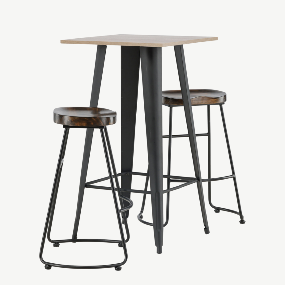 Pähklitooni baarilaud Tempe ja musta raamiga Ozark baaritoolid, GR23437 – 3