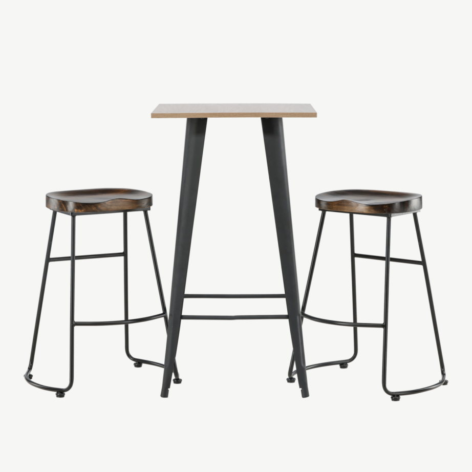 Pähklitooni baarilaud Tempe ja musta raamiga Ozark baaritoolid, GR23437 – 5