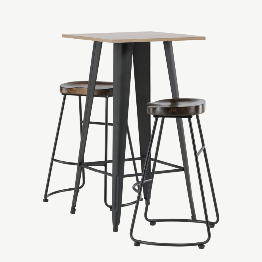 Pähklitooni baarilaud Tempe ja musta raamiga Ozark baaritoolid, GR23437 – 6