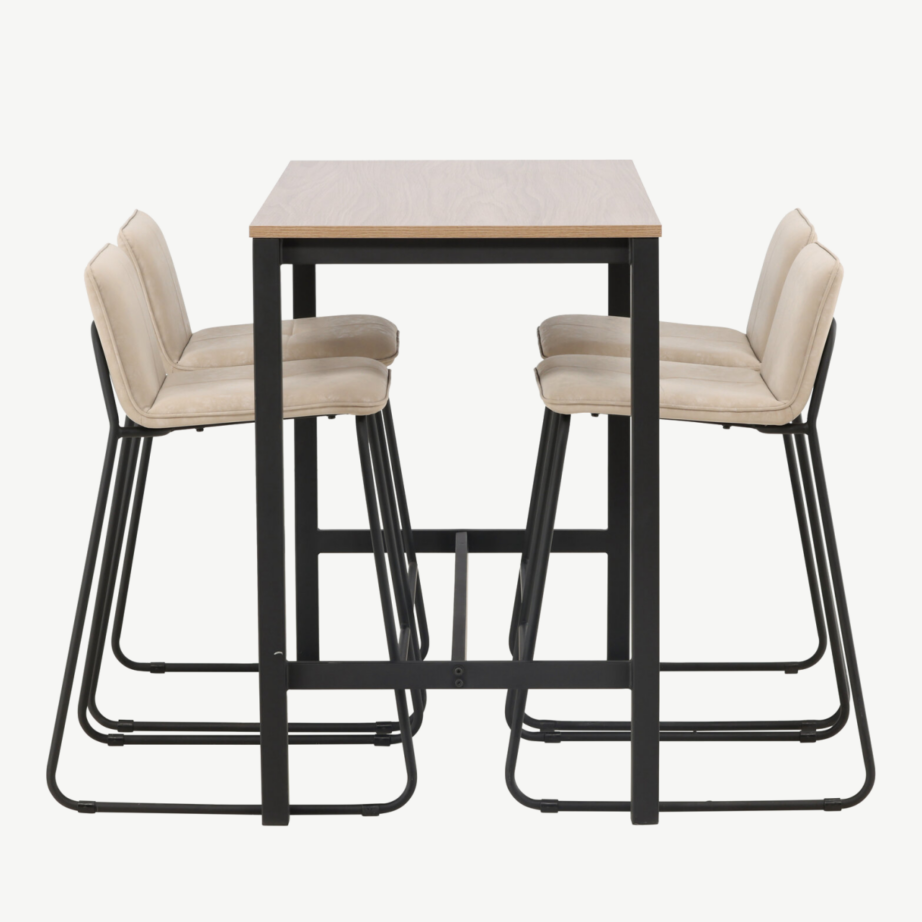 Pähklitoonis baarilaud Camden ja beežist mikrokiust baaritool Bisbee (4-le), GR23232 – 2