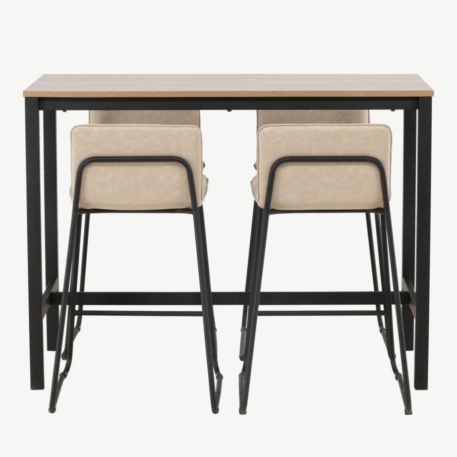 Pähklitoonis baarilaud Camden ja beežist mikrokiust baaritool Bisbee (4-le), GR23232 – 5