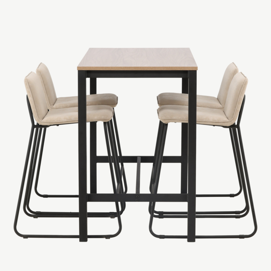 Pähklitoonis baarilaud Camden ja beežist mikrokiust baaritool Bisbee (4-le), GR23232 – 7