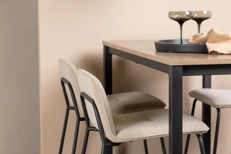 Pähklitoonis baarilaud Camden ja beežist mikrokiust baaritool Bisbee (4-le), GR23232 – 9