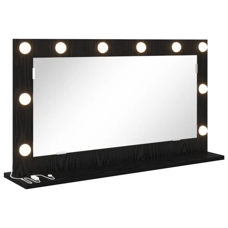 Peegel LED Valgusega Must Oak 80x45x18 cm
