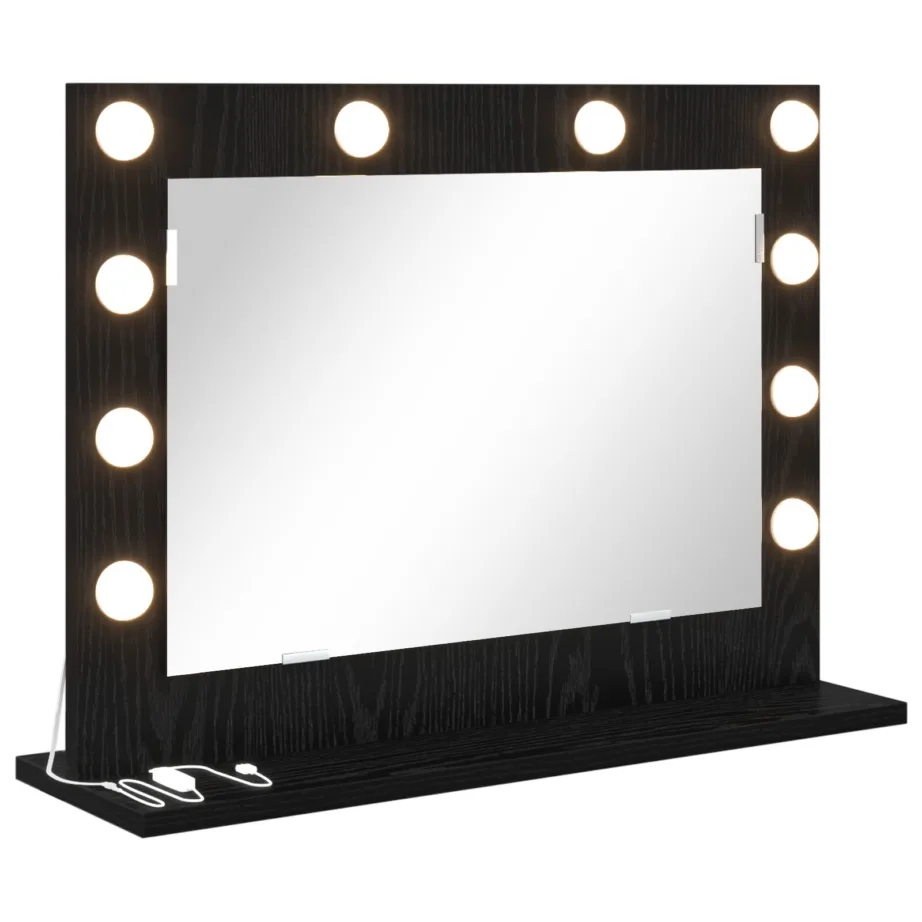 Peegel LED Valgusega Must Tamme 60x45x18 cm