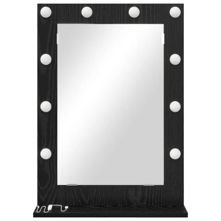 Peegel LED Valgusteid Must Puit 70x50x18 cm