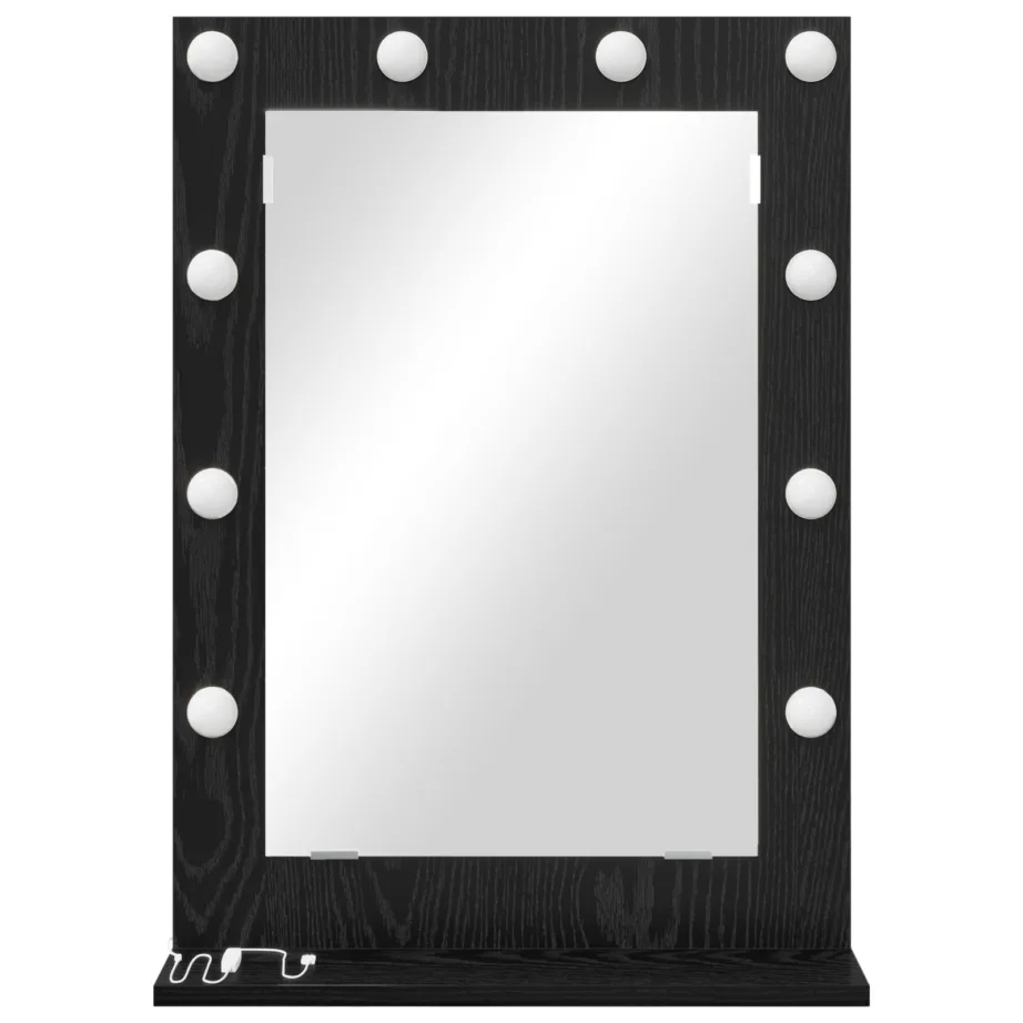 Peegel LED Valgusteid Must Puit 70x50x18 cm