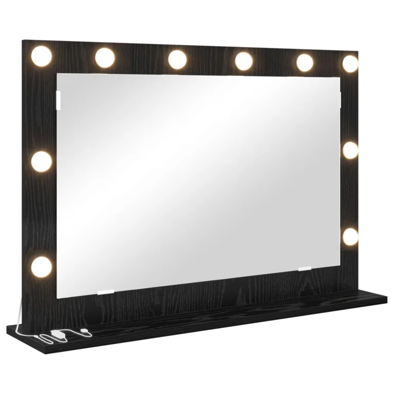 Peegel LED-valgustitega Must Puit 80x55x18 cm