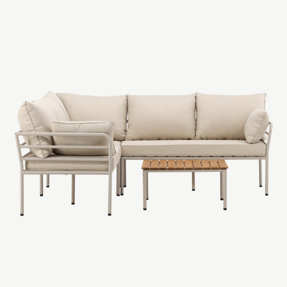 Beež terasest aiamööbli komplekt Penh: nurgadiivan ja akaatsiapuidust laud, 3137-402 – 6