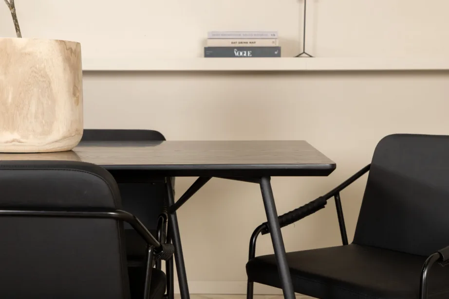 Petra söögilauakomplekt (must MDF spoon, 6 polsterdatud kunstnahast tooli), GR22327 – 8