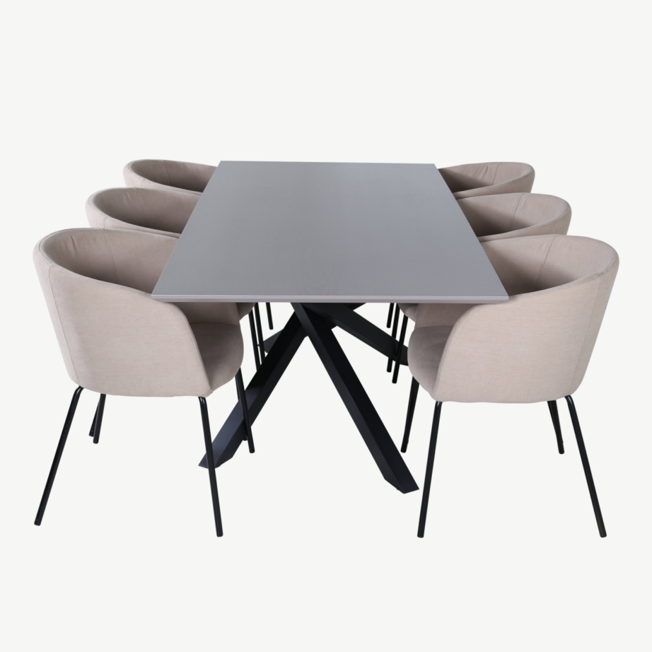 Piazza ristkülikukujuline söögilaud halli viimistlusega ja Berit söögitool beeži kangaga, GR22513 – 3