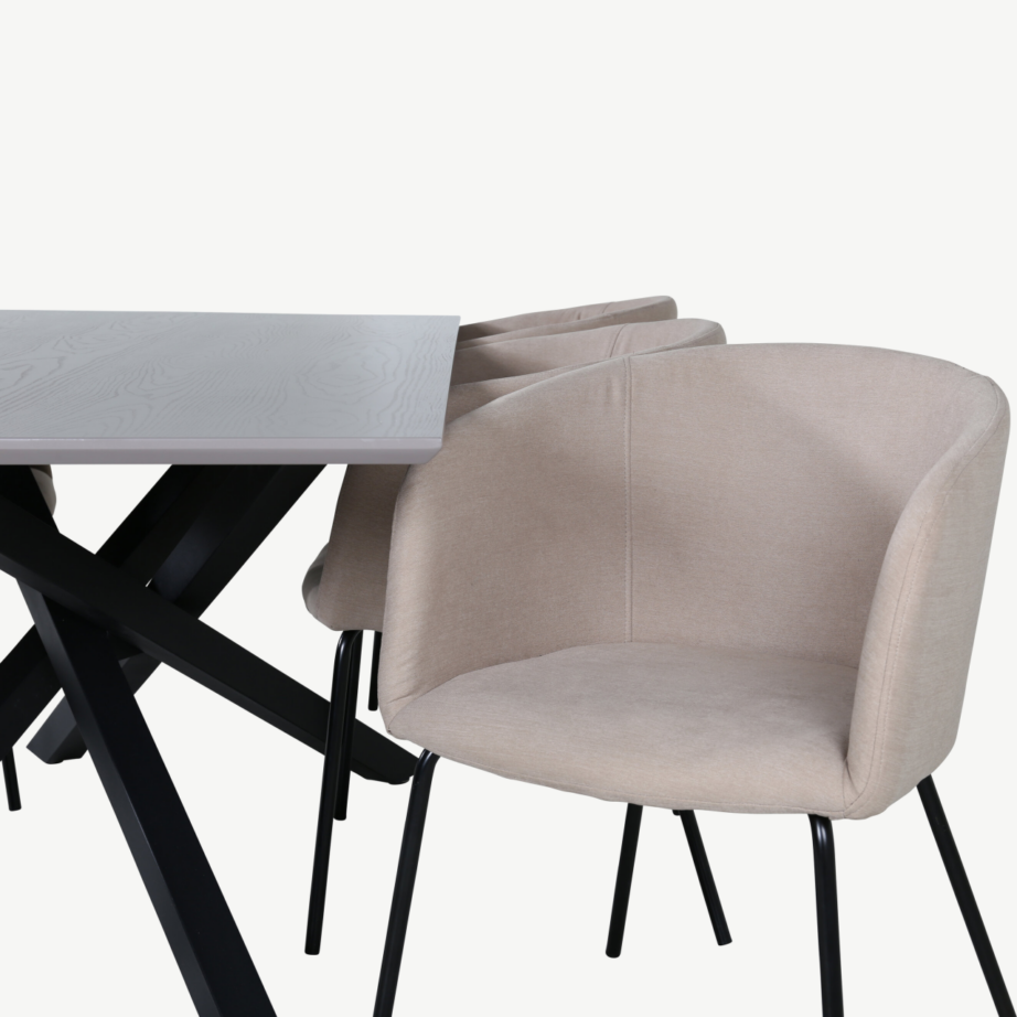 Piazza ristkülikukujuline söögilaud halli viimistlusega ja Berit söögitool beeži kangaga, GR22513 – 4