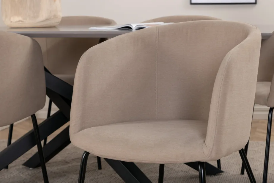 Piazza ristkülikukujuline söögilaud halli viimistlusega ja Berit söögitool beeži kangaga, GR22513 – 9