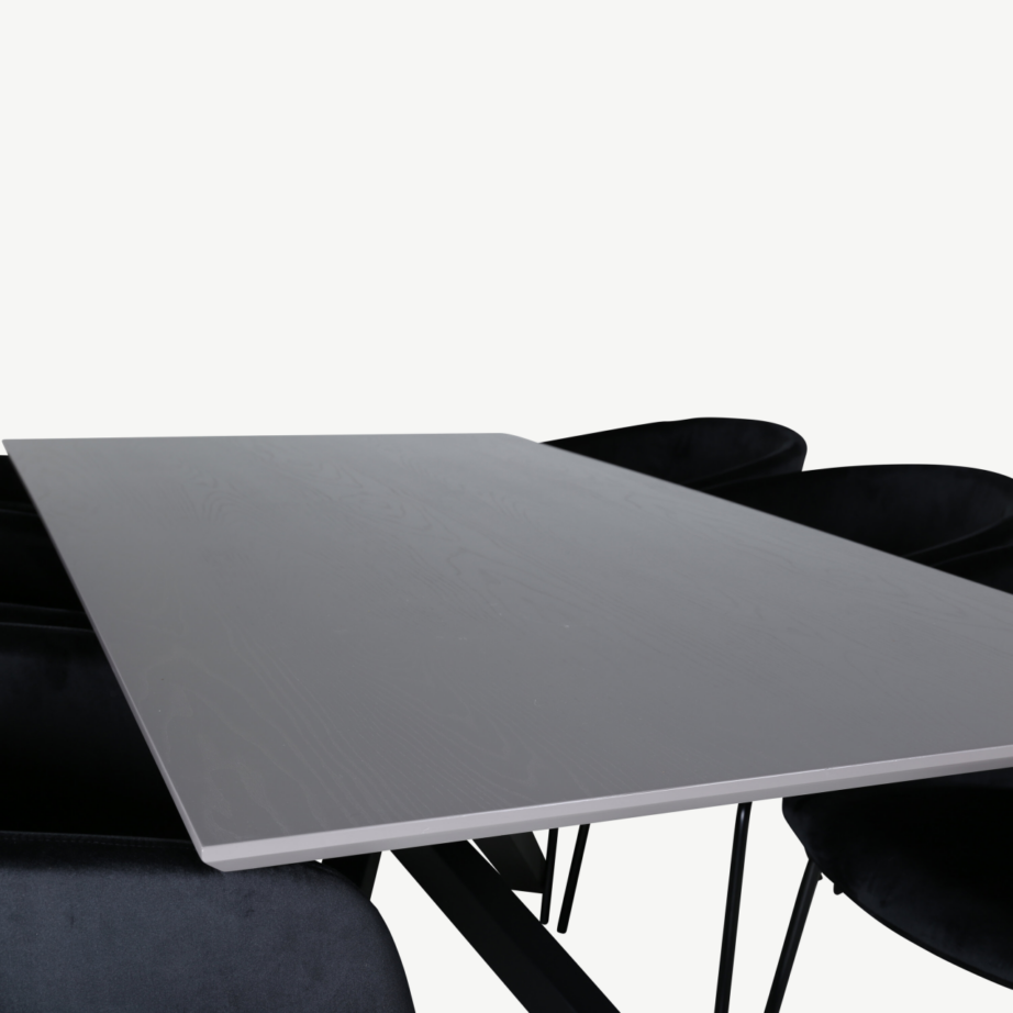 Piazza söögilauakomplekt (ristkülikukujuline laud, 6 musta velvetkattega tooli), GR22269 – 3