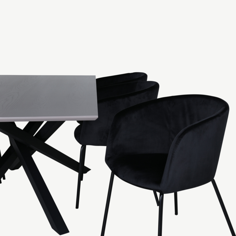 Piazza söögilauakomplekt (ristkülikukujuline laud, 6 musta velvetkattega tooli) - GR22269