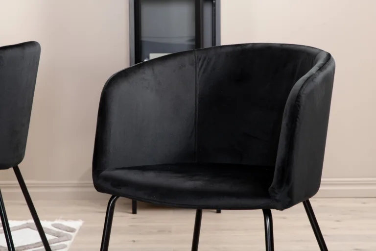 Piazza söögilauakomplekt (ristkülikukujuline laud, 6 musta velvetkattega tooli) - GR22269