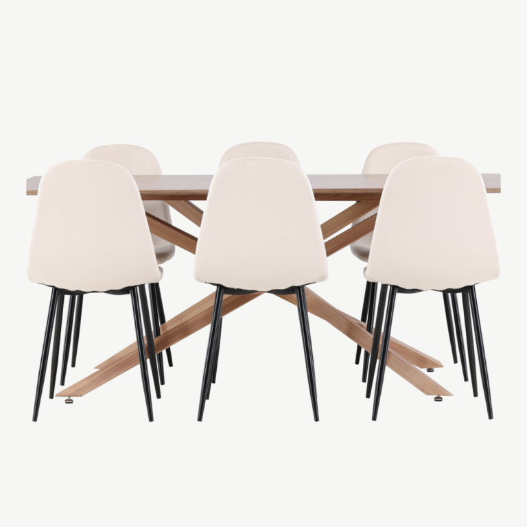Piazza söögilaud ja 6 Polar beeži tooli komplekt (MDF, mokka, polsterdatud iste) - GR24522