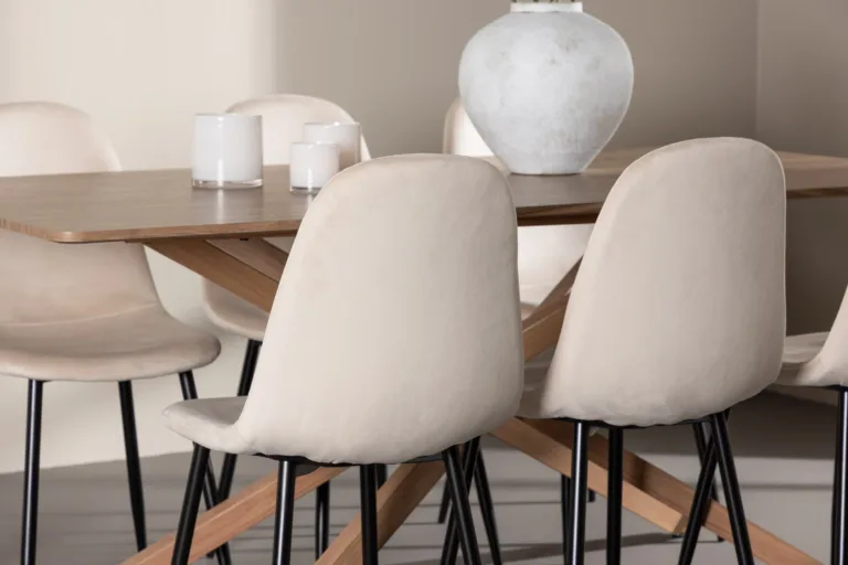 Piazza söögilaud ja 6 Polar beeži tooli komplekt (MDF, mokka, polsterdatud iste) - GR24522