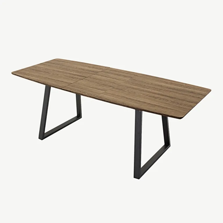 Pikendatav söögilaud Inca, tamme toonis MDF, mustad terasjalad, 160–200 × 85 cm, 19927-738
