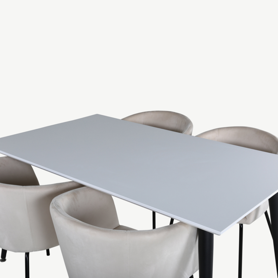 Pikendatav söögilaud Jimmy ja 4 beeži velvetist tooli, GR22305 – 3