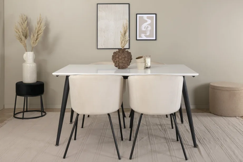 Pikendatav söögilaud Jimmy ja 4 beeži velvetist tooli, GR22305 – 5