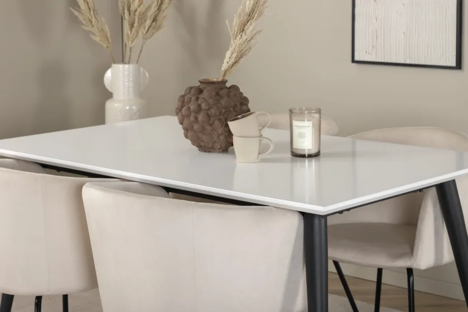 Pikendatav söögilaud Jimmy ja 4 beeži velvetist tooli, GR22305 – 7