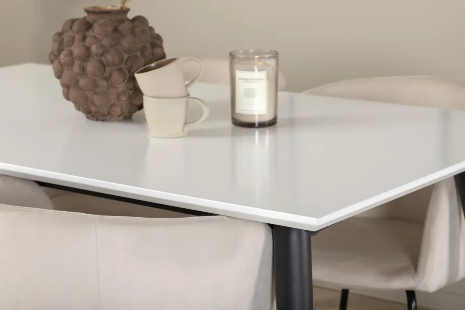 Pikendatav söögilaud Jimmy ja 4 beeži velvetist tooli, GR22305 – 8