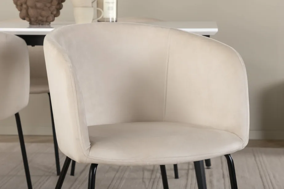 Pikendatav söögilaud Jimmy ja 4 beeži velvetist tooli, GR22305 – 9