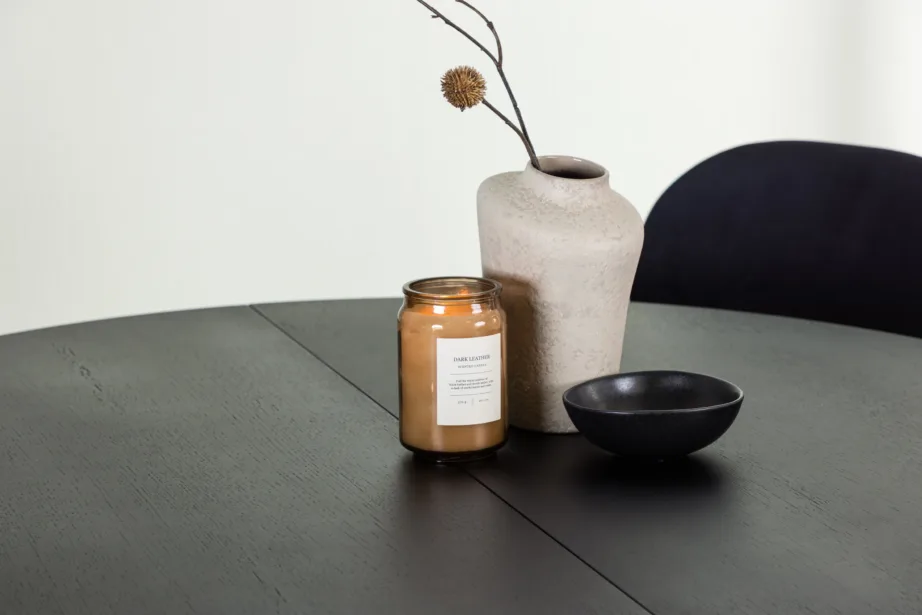 Pikendatav ümmargune söögilaud Matilda ja mustad velvetkattega toolid Stella (4 tk), GR23538 – 7