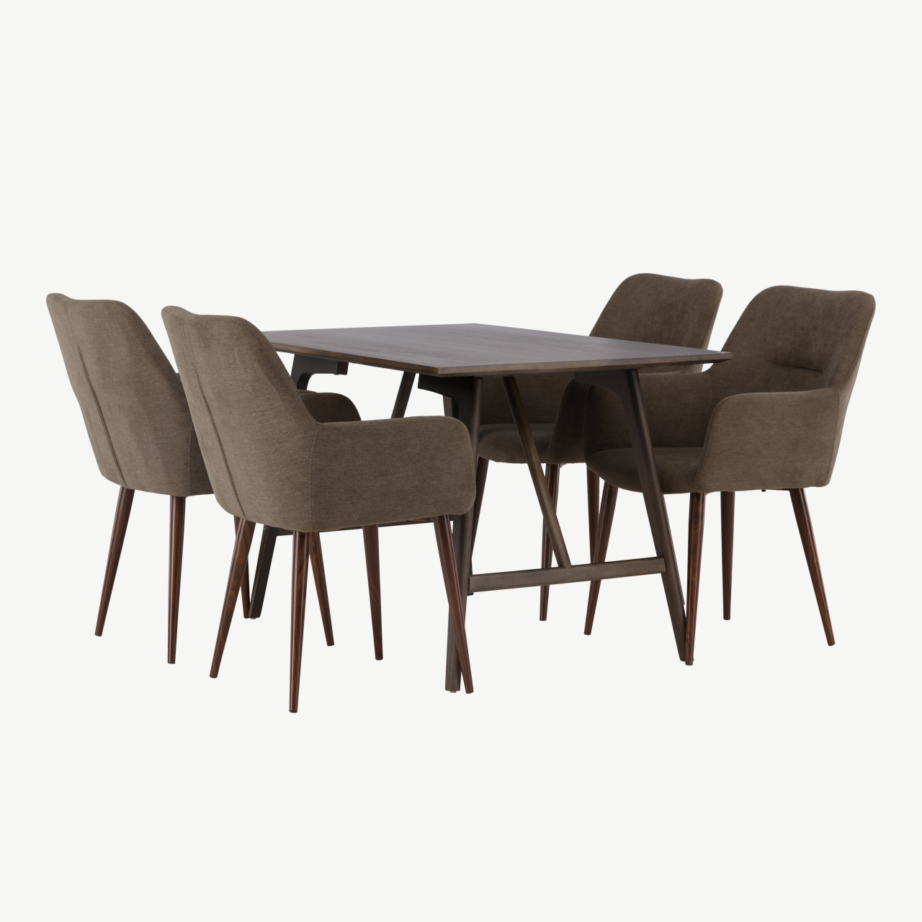 Põhjamaine söögitoakomplekt Kaseidon laud ja Tomorrow toolid (tumepruun, 4 tooli), GR23866 – 4
