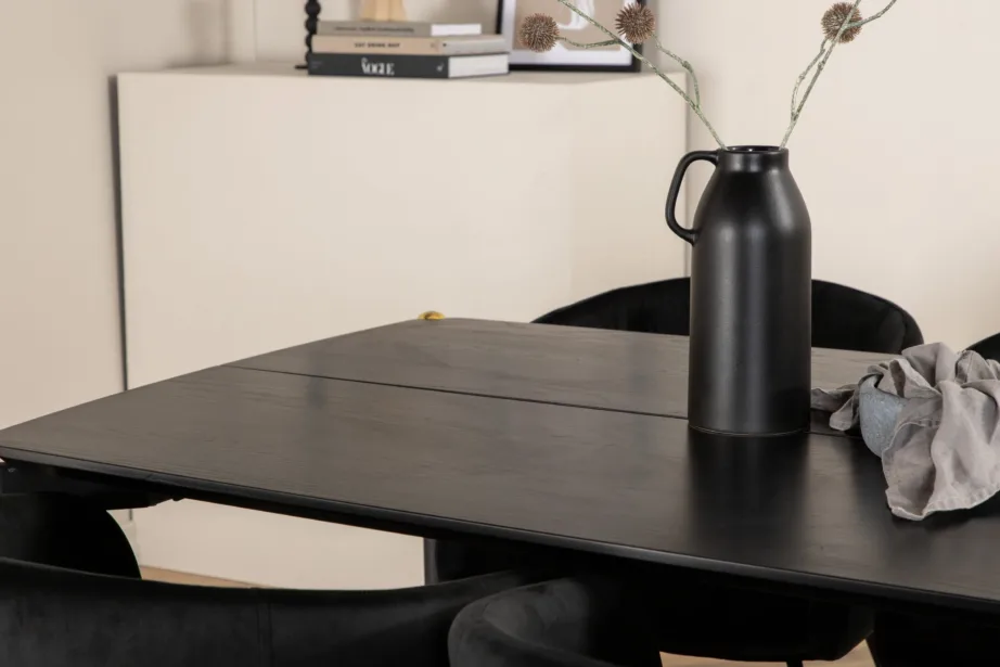 Põhjamaine söögitoakomplekt Pelle (must MDF laud, 6 musta samettooli), GR22321 – 8