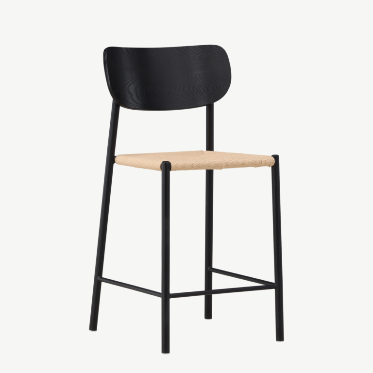 Polly baaritool musta metallraami ja rotangist istmega - 61933-123