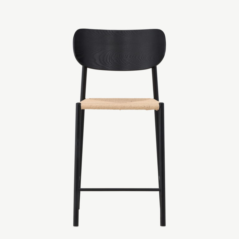 Polly baaritool musta metallraami ja rotangist istmega - 61933-123