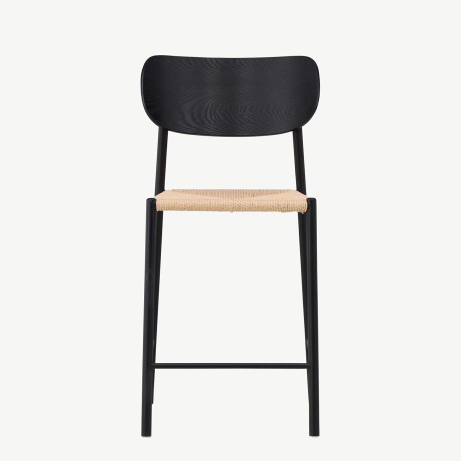 Polly baaritool musta metallraami ja rotangist istmega, 61933-123 – 5