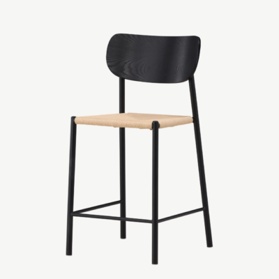 Polly baaritool musta metallraami ja rotangist istmega - 61933-123