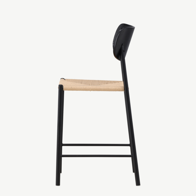 Polly baaritool musta metallraami ja rotangist istmega - 61933-123