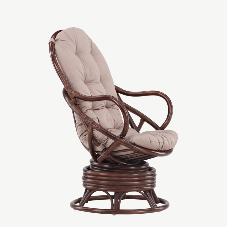 Pöörlev rattanist lounge-tool Swing, tume pähkel, beež padi - 2575-102