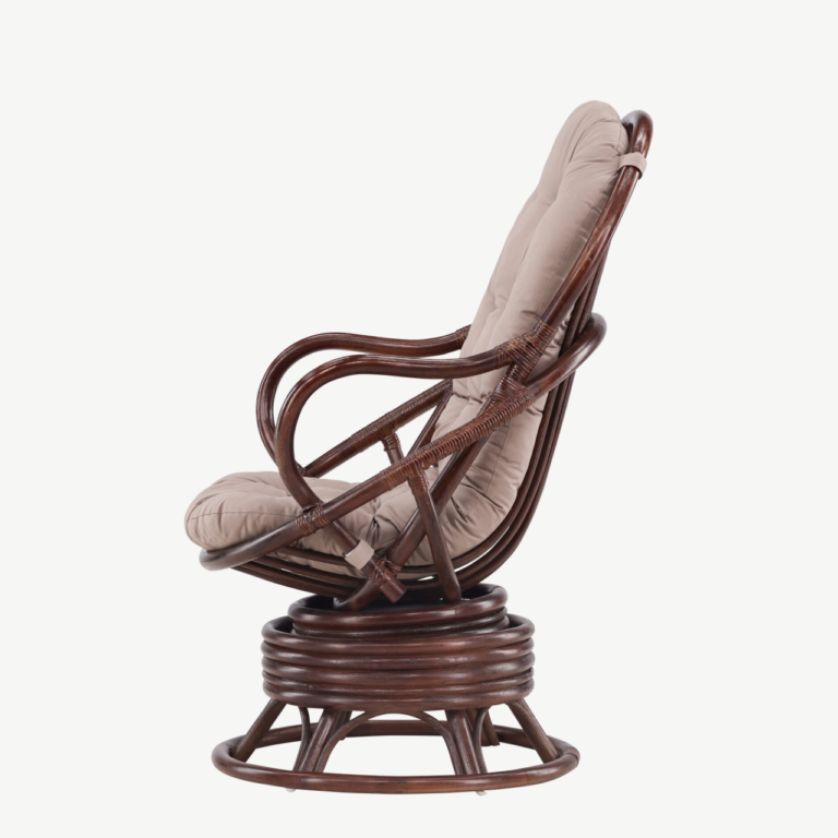 Pöörlev rattanist lounge-tool Swing, tume pähkel, beež padi - 2575-102