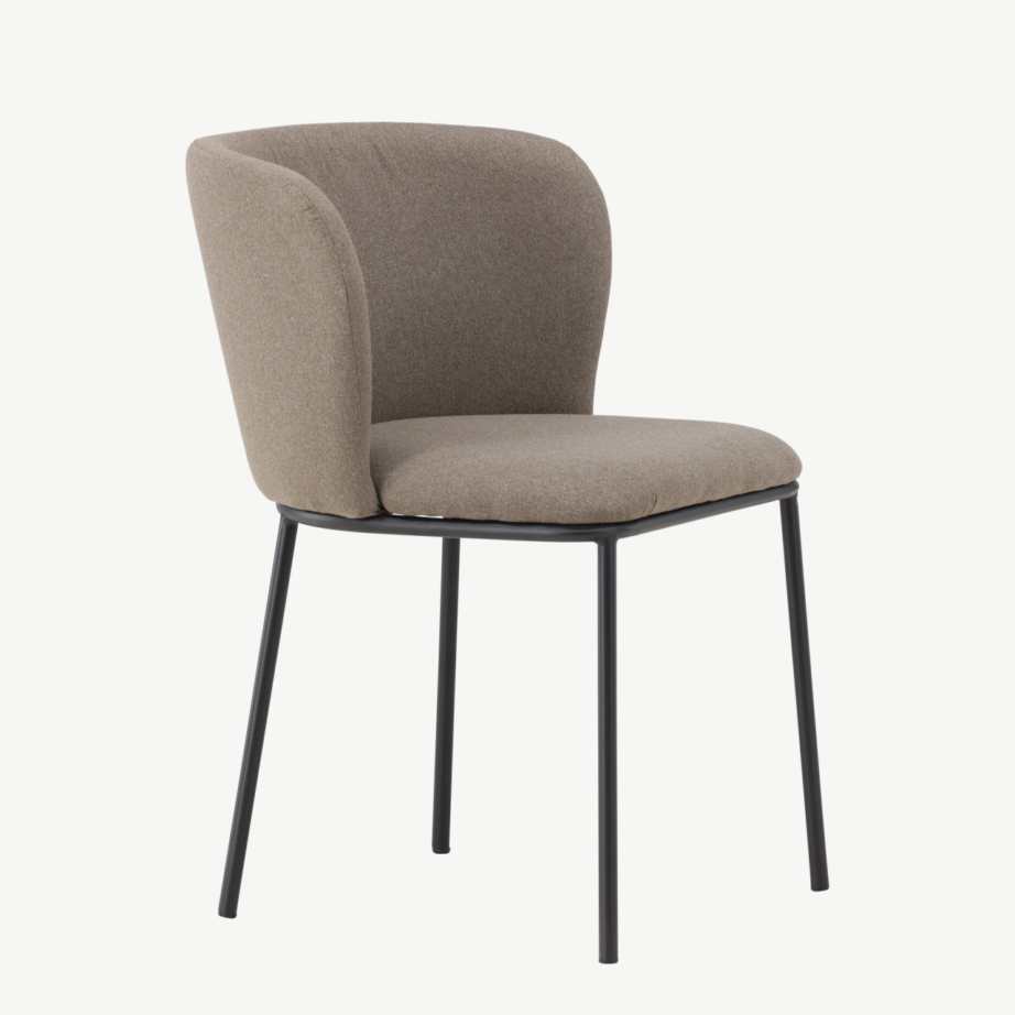 Pruun polüesterlinane söögitool musta terasraamiga Edina, 61919-103 – 3