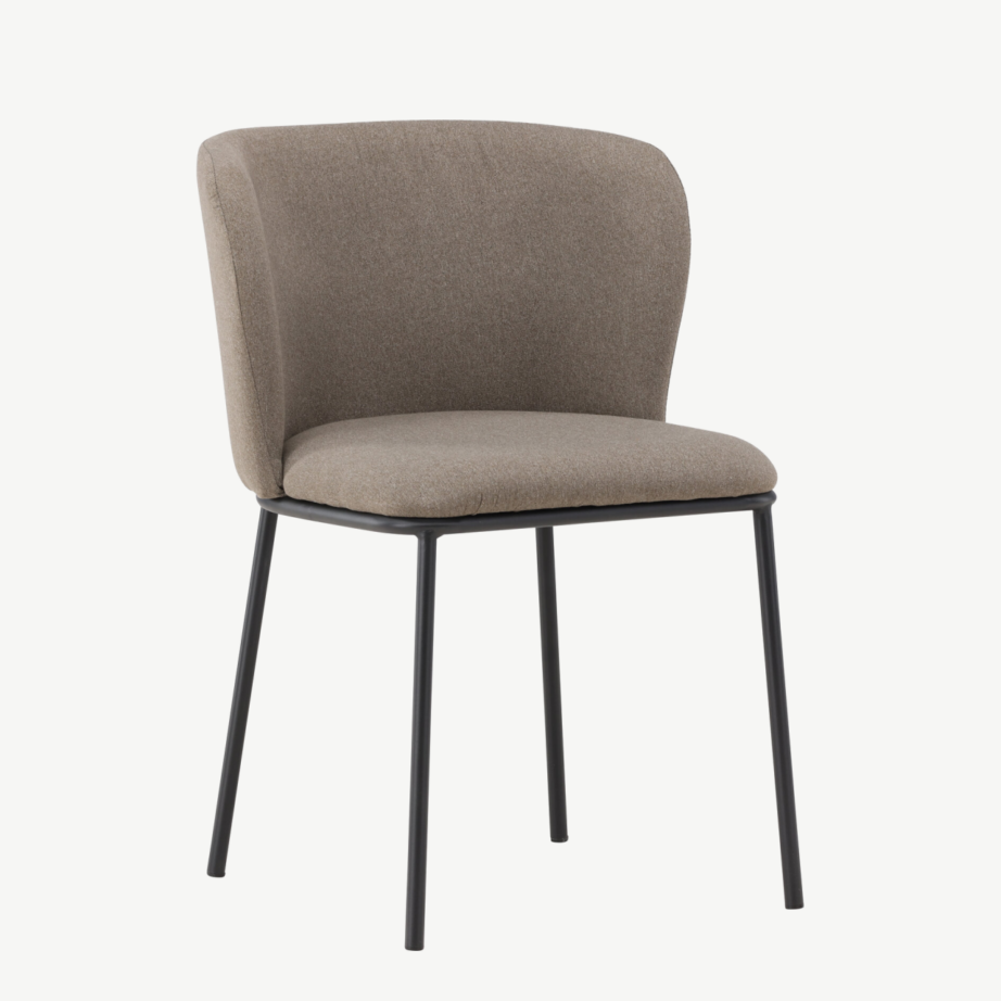 Pruun polüesterlinane söögitool musta terasraamiga Edina, 61919-103 – 4