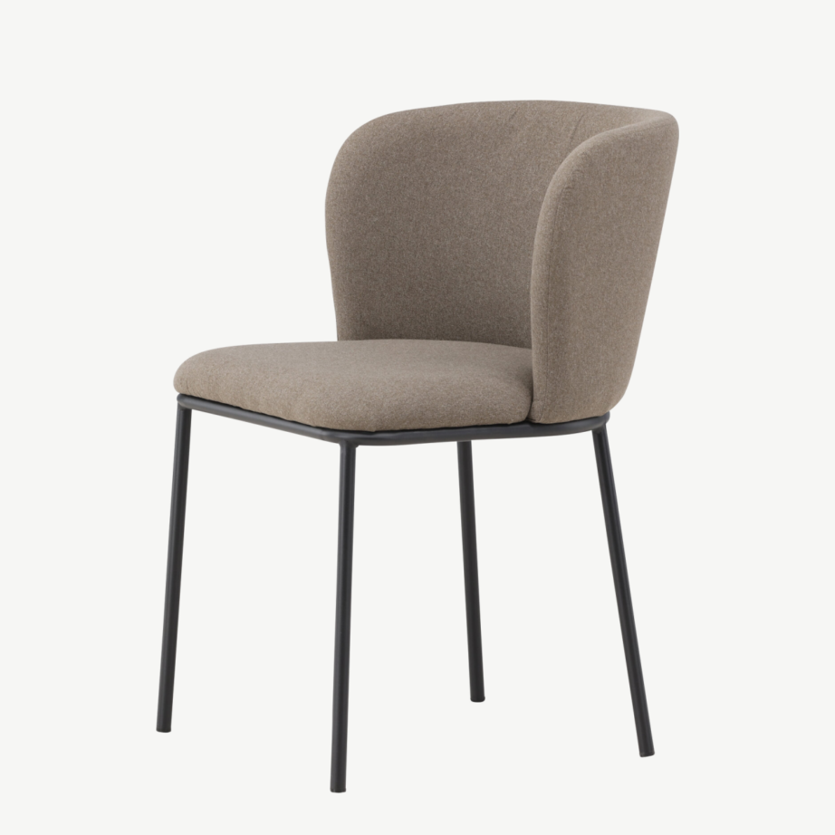 Pruun polüesterlinane söögitool musta terasraamiga Edina, 61919-103 – 6