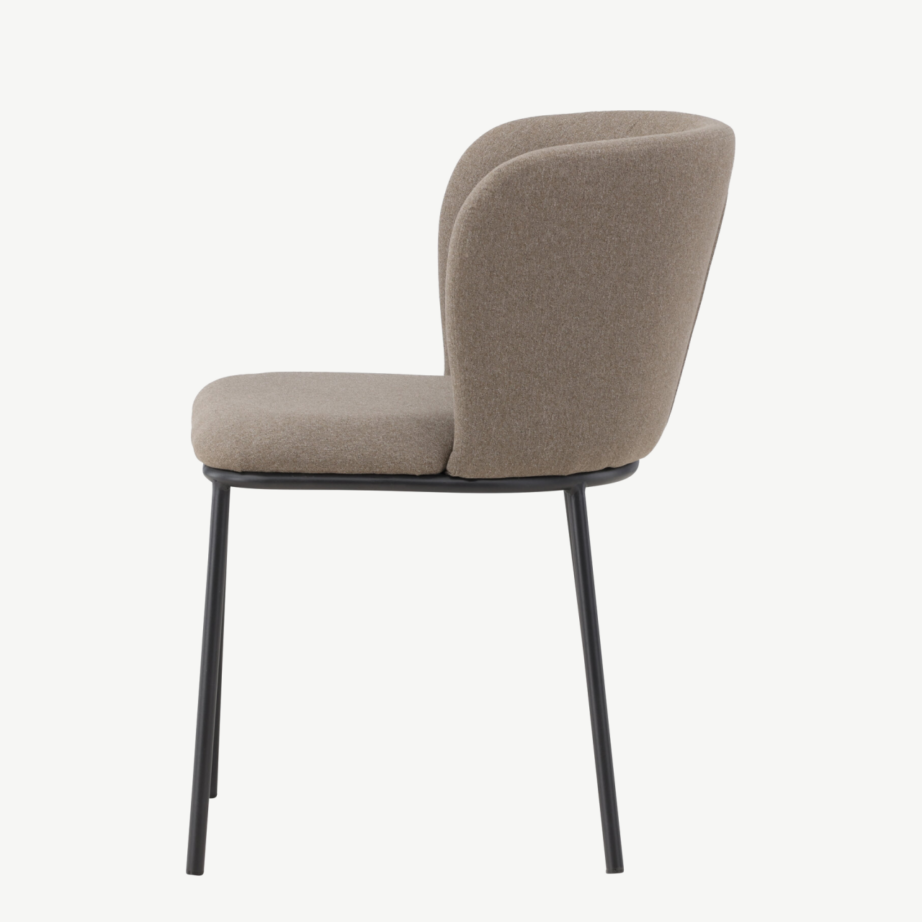 Pruun polüesterlinane söögitool musta terasraamiga Edina, 61919-103 – 7