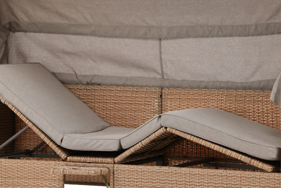 Reguleeritav beež katusega päevitustool Nopy kunstrotangist, 200×60 cm, 2067-222 – 10