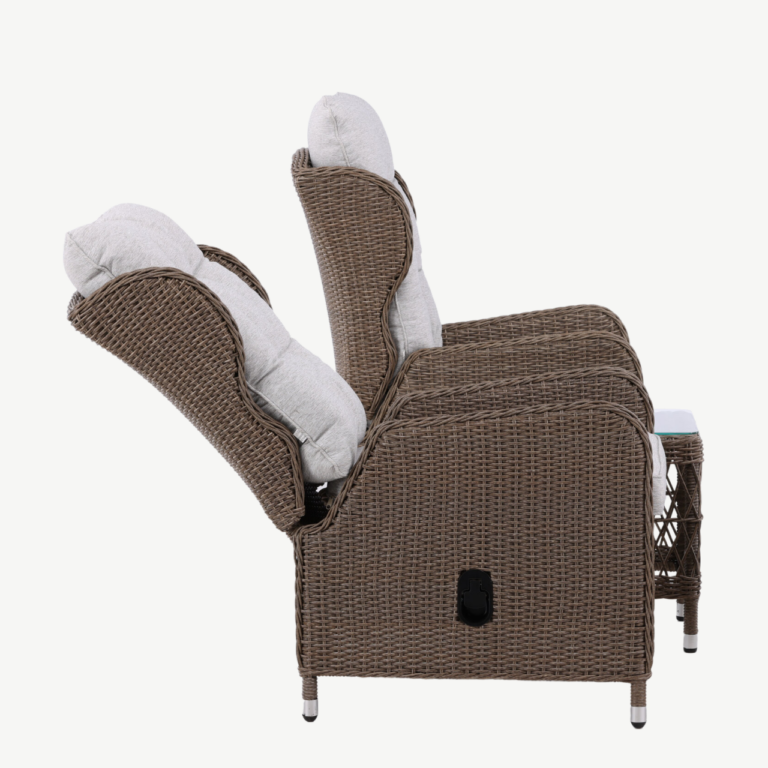 Reguleeritav kunstrotangist aialounge-komplekt Washington (2 tugitooli, 2 tumba, laud, looduslik toon) - 9192-089