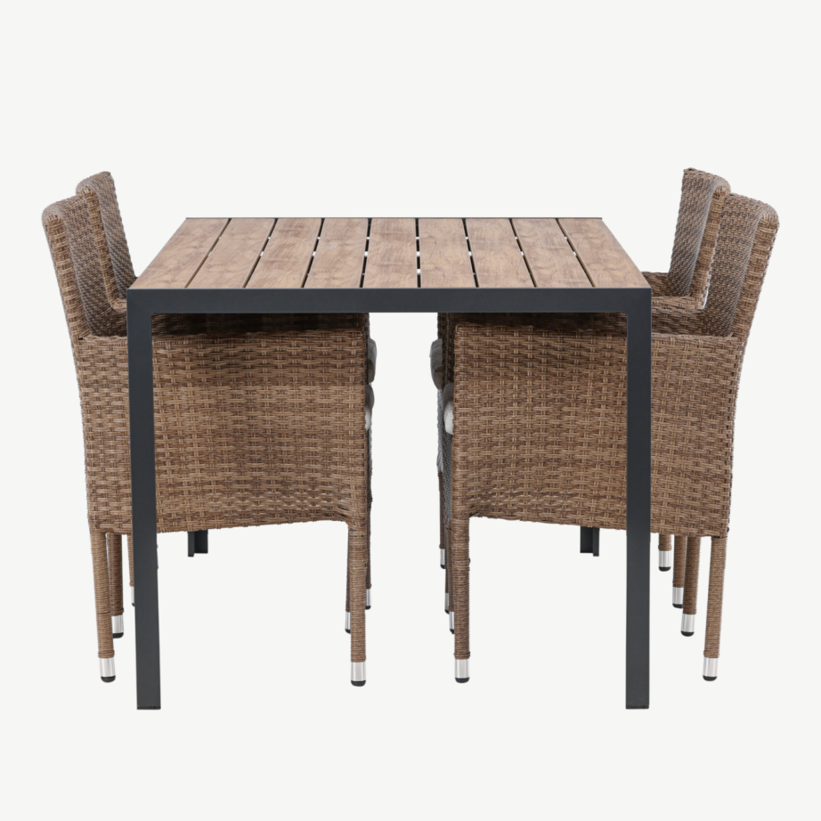 Ristkülikukujuline aiakomplekt Break, must alumiiniumraam ja beežist kunstrotangist toolid, 150×90 cm, GR23335 – 2